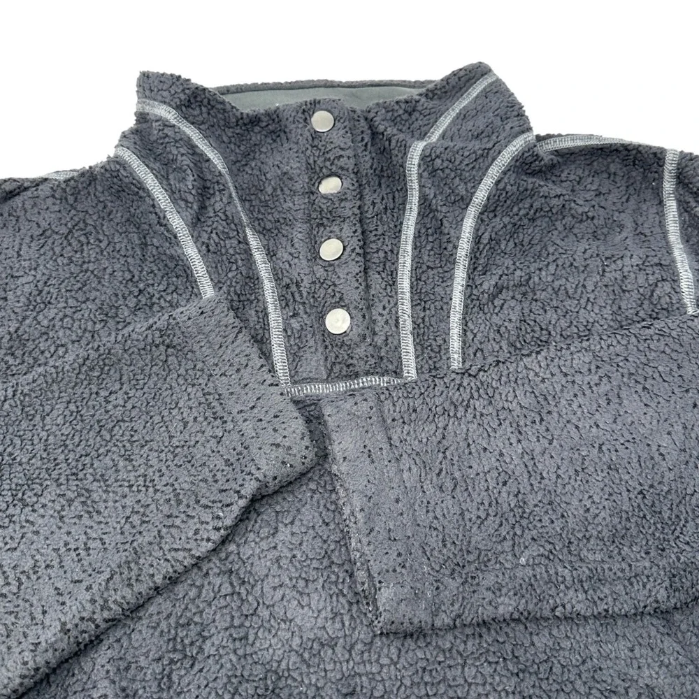 KUHL Avalon Womens Gray Sherpa‎ Fleece 1/4 Snap Sweater Hiking Outdoor Large
